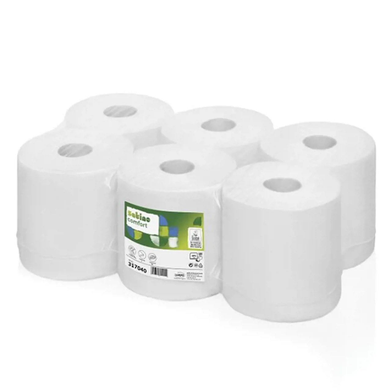 Satino Comfort Midi Centerrulle 1-Lags Superhvid Retur 300 m